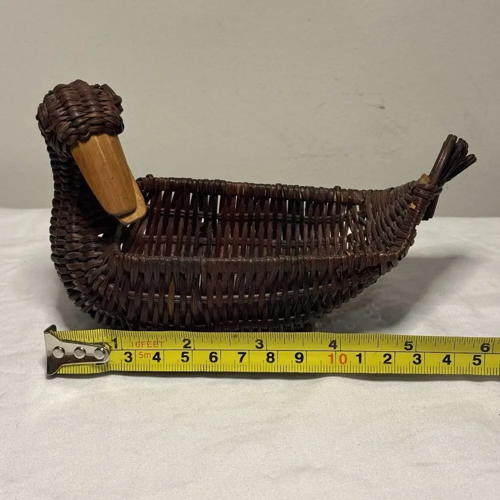 Ratan Wicker Turkey and Duck Baskets Vintage Tableware Decor Set  2 Thanksgiving